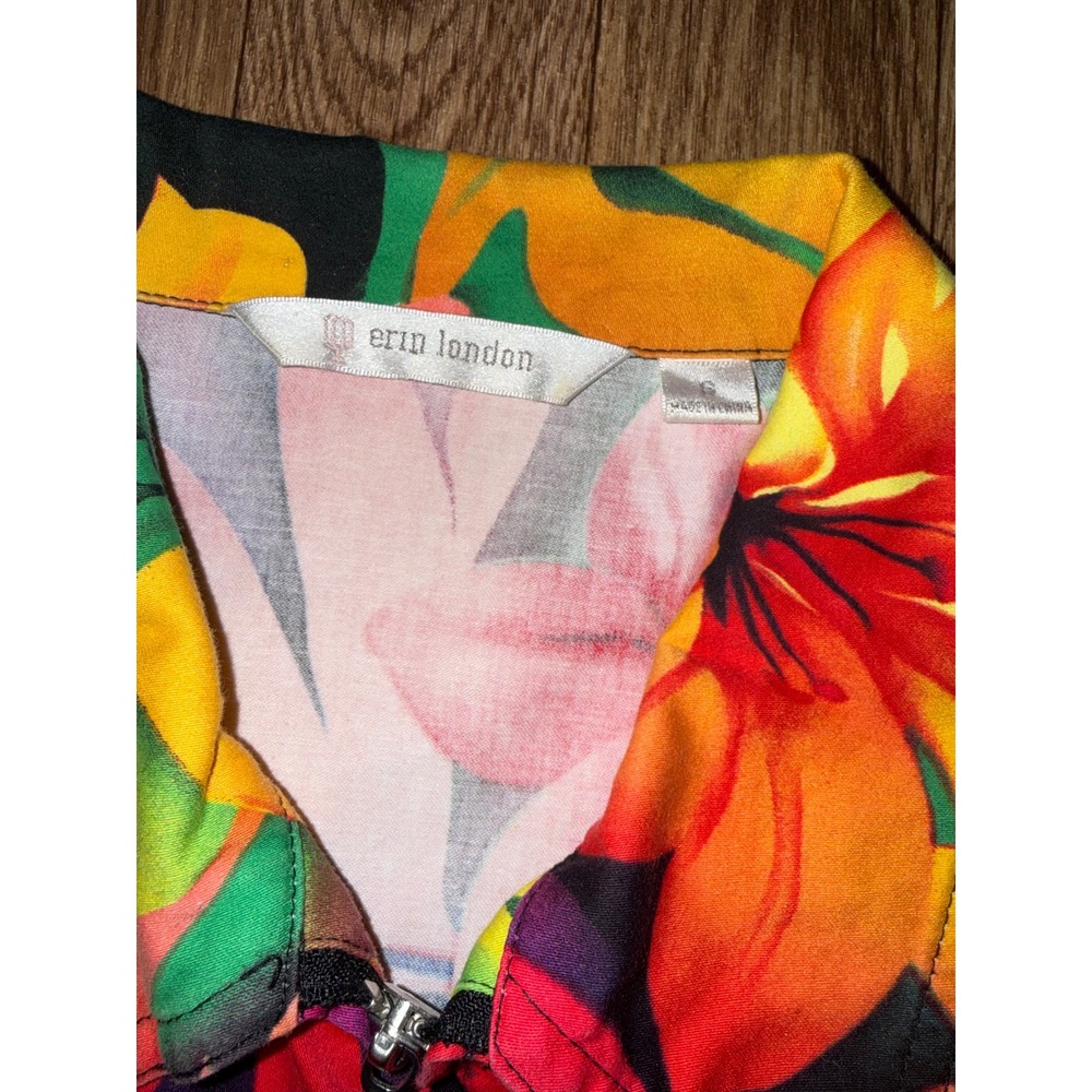 Erin London Tropical Floral Print Zip Up Jacket Blazer Women's Size S - Picture 2 of 8